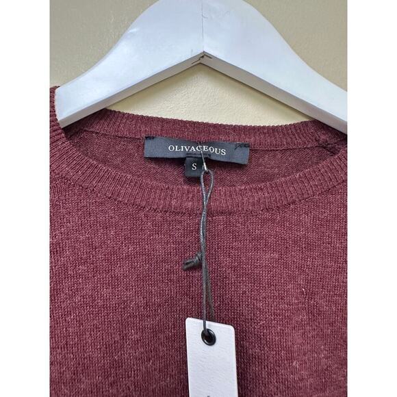 NWT Burgundy Size Small Maroon Wool Blend Long Sleeve Tie Front Sweater Casual - Picture 3 of 7